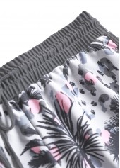 Bowknot Tropical Plants Print Grey Tankini Set | thumb picture 