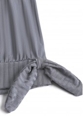 Bowknot Tropical Plants Print Grey Tankini Set | thumb picture 