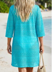 Jacquard V Neck Cyan Cover Up | thumb picture 