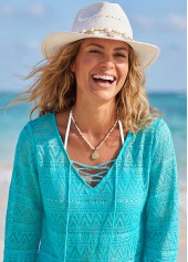 Jacquard V Neck Cyan Cover Up | thumb picture 