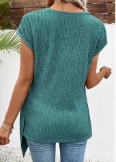 Mint Green Peplum Short Sleeve V Neck T Shirt | thumb picture 