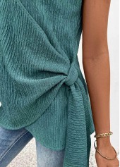 Mint Green Peplum Short Sleeve V Neck T Shirt | thumb picture 
