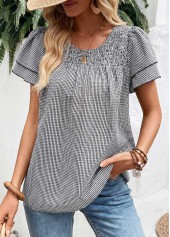 Black Plaid Tummy Coverage Short Sleeve T Shirt