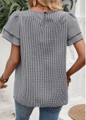 Black Plaid Tummy Coverage Short Sleeve T Shirt | thumb picture 