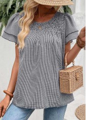 Black Plaid Tummy Coverage Short Sleeve T Shirt | thumb picture 