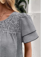 Black Plaid Tummy Coverage Short Sleeve T Shirt | thumb picture 