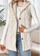 Beige Tummy Coverage Sleeveless Hooded Waistcoat | thumb picture 
