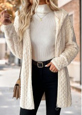 Beige Tummy Coverage Long Sleeve Hooded Coat | thumb picture 