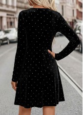 Black Tummy Coverage Short Long Sleeve Boat Neck Dress | thumb picture 