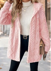 Light Pink Tummy Coverage Long Sleeve Hooded Coat