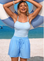 Light Blue Tummy Coverage One Piece Swimwear and Shorts | thumb picture 