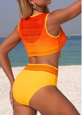 Orange Mid Waisted Pull On Ombre Bikini Set | thumb picture 