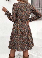 Multi Color Ditsy Floral Print Short Long Sleeve Dress | thumb picture 