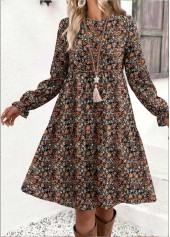 Multi Color Ditsy Floral Print Short Long Sleeve Dress | thumb picture 