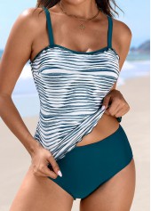 Peacock Blue Mid Waisted Tummy Coverage Tankini Set