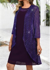 Dark Purple Tummy Coverage Long Sleeve Dress and Cardigan | thumb picture 