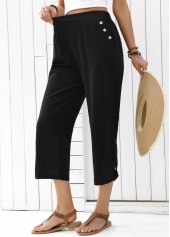 Black Straight Leg Elastic Waist High Waisted Pants | thumb picture 
