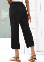 Black Straight Leg Elastic Waist High Waisted Pants | thumb picture 