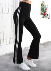 Black Striped Flare Leg Elastic Waist High Waisted Pants | thumb picture 