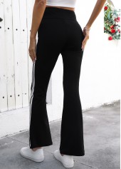 Black Striped Flare Leg Elastic Waist High Waisted Pants | thumb picture 