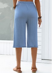 Dusty Blue Soft Straight Leg Elastic Waist Pants | thumb picture 