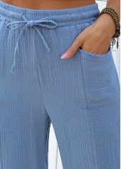 Dusty Blue Soft Straight Leg Elastic Waist Pants | thumb picture 