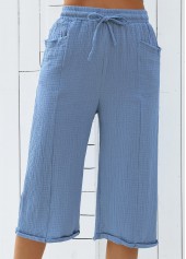 Dusty Blue Soft Straight Leg Elastic Waist Pants | thumb picture 
