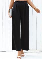 Black Wide Leg Elastic Waist High Waisted Pants | thumb picture 