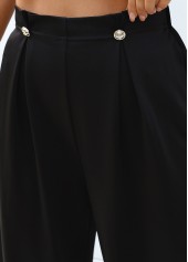 Black Wide Leg Elastic Waist High Waisted Pants | thumb picture 