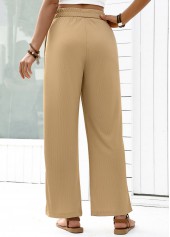 Light Camel Flowy Wide Leg Elastic Waist Pants | thumb picture 