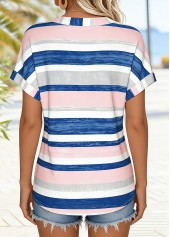 Light Pink Tummy Coverage Striped Short Sleeve T Shirt | thumb picture 
