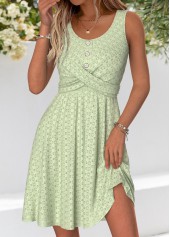 Light Green Tummy Coverage Short Sleeveless Round Neck Dress