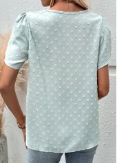 Mint Green Tummy Coverage Short Sleeve V Neck Blouse | thumb picture 