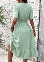 Light Green Patchwork Short Sleeve V Neck Dress | thumb picture 