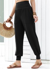 Black Soft Jogger Elastic Waist High Waisted Pants | thumb picture 