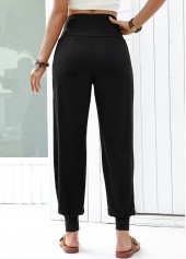 Black Soft Jogger Elastic Waist High Waisted Pants | thumb picture 