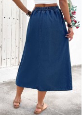 Denim Blue Pocket Shift Dress Elastic Waist Skirt | thumb picture 