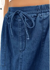 Denim Blue Pocket Shift Dress Elastic Waist Skirt | thumb picture 