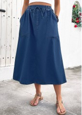 Denim Blue Pocket Shift Dress Elastic Waist Skirt | thumb picture 