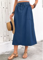 Denim Blue Pocket Shift Dress Elastic Waist Skirt | thumb picture 