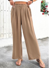Light Camel Soft Wide Leg Elastic Waist Pants | thumb picture 