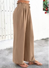 Light Camel Soft Wide Leg Elastic Waist Pants | thumb picture 