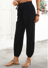 Black Jogger Elastic Waist High Waisted Pants | thumb picture 