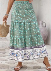 Mint Green Ditsy Floral Print A Line Maxi Skirt | thumb picture 