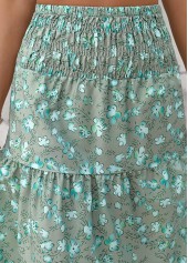 Mint Green Ditsy Floral Print A Line Maxi Skirt | thumb picture 