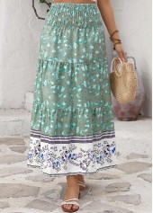 Mint Green Ditsy Floral Print A Line Maxi Skirt | thumb picture 