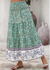 Mint Green Ditsy Floral Print A Line Maxi Skirt | thumb picture 