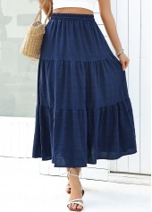 Navy A Line Elastic Waist Skirt | thumb picture 