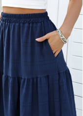 Navy A Line Elastic Waist Skirt | thumb picture 
