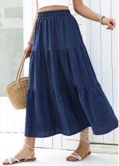Navy A Line Elastic Waist Skirt | thumb picture 
